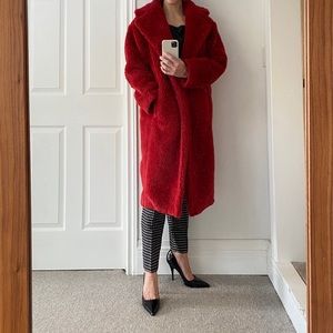 Aritzia Babaton Red Teddy coat